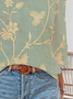 Women Floral Three Quarter Sleeve Blouse Spring/Fall Printing Notched Daily Casual Top