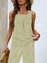 Women Floral Printing Two-Piece Set Daily Sleeveless Casual Summer Top With Pants Matching Set