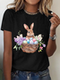 Women Easter (rabbit) Short Sleeve Tee T-shirt Crew Neck Casual Summer Top