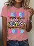 Women Text Letters Short Sleeve Tee T-shirt Crew Neck Casual Summer Top