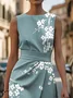 Women Floral Sleeveless Summer Printing Dress Crew Neck Daily Vintage Maxi Shift Dress H-Line Dress