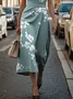 Women Floral Sleeveless Summer Printing Dress Crew Neck Daily Vintage Maxi Shift Dress H-Line Dress