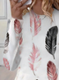 Women Feather Long Sleeve Tee T-shirt Crew Neck Printing Casual Spring/Fall Graphic Tee Top