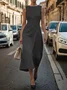 Women Plain Sleeveless Summer Printing Dress Crew Neck Daily Vintage Maxi Shift Dress H-Line Dress