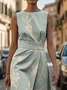 Women Floral Sleeveless Summer Printing Dress Crew Neck Daily Vintage Maxi Shift Dress H-Line Dress
