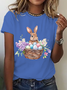 Women Easter (rabbit) Short Sleeve Tee T-shirt Crew Neck Casual Summer Top
