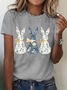 Women Rabbit Short Sleeve Tee T-shirt Crew Neck Casual Summer Top