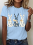 Women Rabbit Short Sleeve Tee T-shirt Crew Neck Casual Summer Top