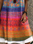 Women Ethnic Sleeveless Summer Dress Crew Neck Daily Casual Midi A-Line Dress