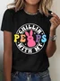 Women Rabbit Short Sleeve Tee T-shirt Crew Neck Casual Summer Top
