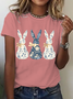 Women Rabbit Short Sleeve Tee T-shirt Crew Neck Casual Summer Top