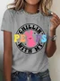 Women Rabbit Short Sleeve Tee T-shirt Crew Neck Casual Summer Top