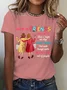 Women Text Letters Short Sleeve Tee T-shirt Crew Neck Casual Summer Top
