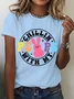 Women Rabbit Short Sleeve Tee T-shirt Crew Neck Casual Summer Top
