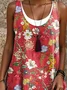 Women Floral Sleeveless Summer Dress Crew Neck Daily Casual Midi A-Line Dress