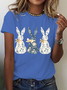 Women Rabbit Short Sleeve Tee T-shirt Crew Neck Casual Summer Top