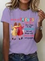 Women Text Letters Short Sleeve Tee T-shirt Crew Neck Casual Summer Top