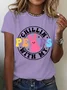 Women Rabbit Short Sleeve Tee T-shirt Crew Neck Casual Summer Top