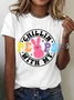 Women Rabbit Short Sleeve Tee T-shirt Crew Neck Casual Summer Top