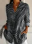Women Striped Long Sleeve Shirt Spring/Fall Shirt Collar Daily Casual Top