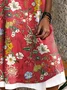 Women Floral Sleeveless Summer Dress Crew Neck Daily Casual Midi A-Line Dress