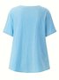 Women Dragonfly Half Sleeve Blouse Summer Crew Neck Daily Casual Top