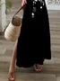 Women Floral Short Sleeve Summer Printing Dress V Neck Daily Casual Maxi T-Shirt Dress X-Line Dress