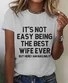 Women Text Letters Short Sleeve Tee T-shirt Crew Neck Casual Summer Top