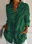 Women Striped Long Sleeve Shirt Spring/Fall Shirt Collar Daily Casual Top