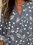 Women Floral Half Sleeve Blouse Summer Shawl Collar Daily Casual Top