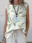 Women Sleeveless Tank Top Camisole Summer Floral Printing Crew Neck Daily Casual Top