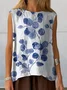 Women Sleeveless Tank Top Camisole Summer Floral Printing Crew Neck Daily Casual Top