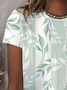 Women Floral Short Sleeve Tee T-shirt Crew Neck Printing Casual Summer Top