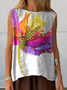 Women Sleeveless Tank Top Camisole Summer Floral Printing Crew Neck Daily Casual Top