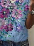 Women Floral Short Sleeve Tee T-shirt V Neck Printing Casual Summer Graphic Tee Top