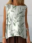 Women Sleeveless Tank Top Camisole Summer Floral Printing Crew Neck Daily Casual Top