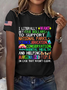 Women Text Letters Short Sleeve Tee T-shirt Crew Neck Printing Casual Summer Top