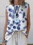 Women Sleeveless Tank Top Camisole Summer Floral Printing Crew Neck Daily Casual Top
