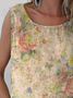Women Sleeveless Tank Top Camisole Summer Floral Printing Crew Neck Daily Casual Top