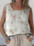 Women Sleeveless Tank Top Camisole Summer Floral Printing Crew Neck Daily Casual Top