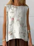Women Sleeveless Tank Top Camisole Summer Floral Printing Crew Neck Daily Casual Top
