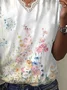 Women Floral Short Sleeve Tee T-shirt V Neck Printing Casual Summer Graphic Tee Top