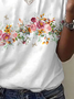 Women Floral Short Sleeve Tee T-shirt V Neck Printing Casual Summer Graphic Tee Top