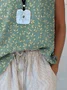 Women Sleeveless Tank Top Camisole Summer Floral Printing Crew Neck Daily Casual Top