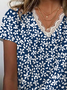 Women Floral Short Sleeve Tee T-shirt V Neck Printing Casual Summer Graphic Tee Top