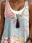 Women Floral Sleeveless Summer Dress Crew Neck Daily Casual Midi A-Line Dress