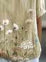Women Floral Short Sleeve Shirt Summer Printing Shawl Collar Daily Casual Top