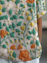 Women Floral Short Sleeve Shirt Summer Printing Shawl Collar Daily Casual Top