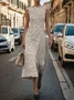 Women Floral Sleeveless Summer Printing Dress Crew Neck Daily Vintage Maxi Shift Dress H-Line Dress