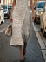 Women Floral Sleeveless Summer Printing Dress Crew Neck Daily Vintage Maxi Shift Dress H-Line Dress
